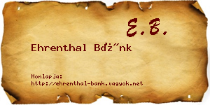 Ehrenthal Bánk névjegykártya
